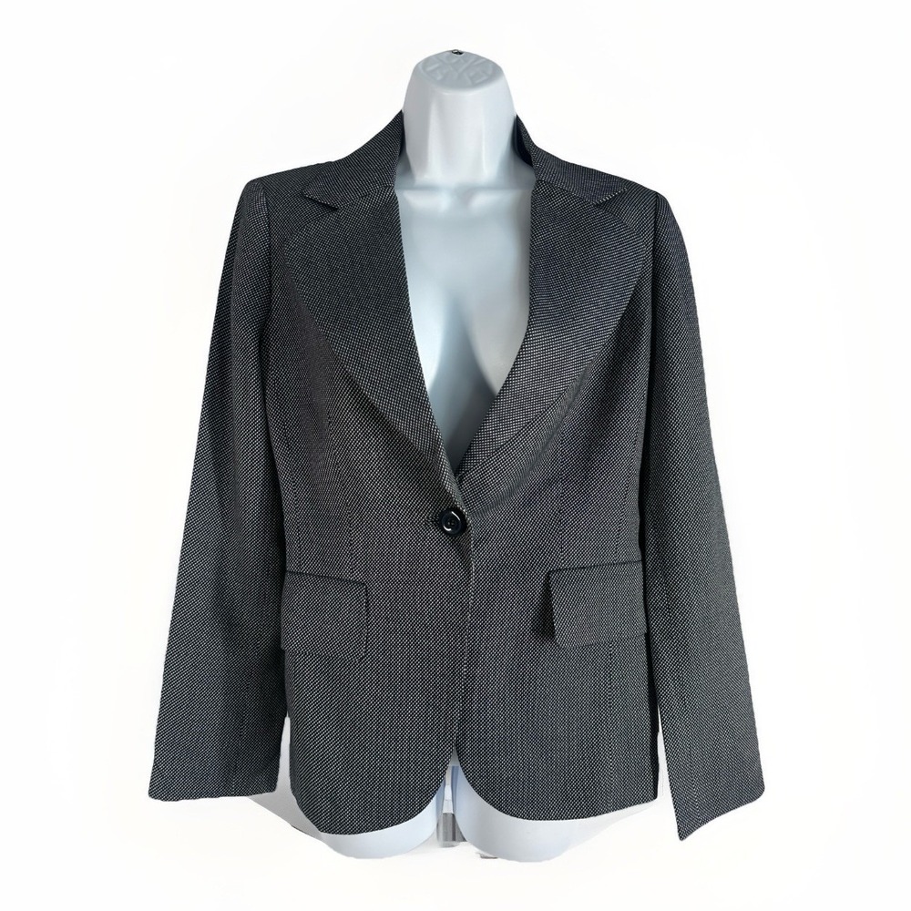 Carlisle Women's Navy and White Viscose Textured Blazer, Sz: 0